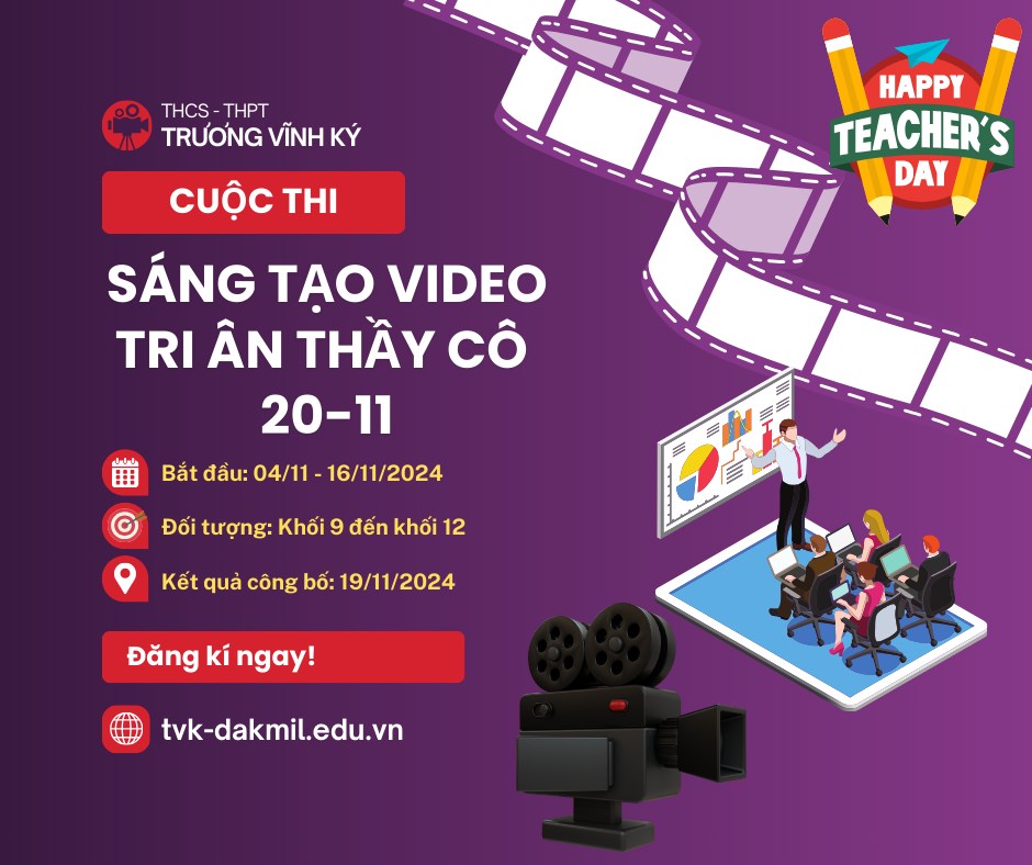 CUỘC THI “SÁNG TẠO VIDEO TRI ÂN THẦY CÔ 20- 11” - THÔNG ĐIỆP THÁNG 11: TRI ÂN THẦY CÔ